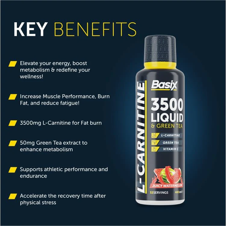 Basix L-Carnitine 3500 Liquid & Green Tea - Image 12