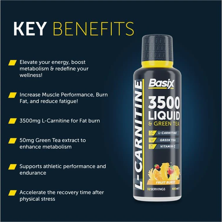 Basix L-Carnitine 3500 Liquid & Green Tea - Image 4