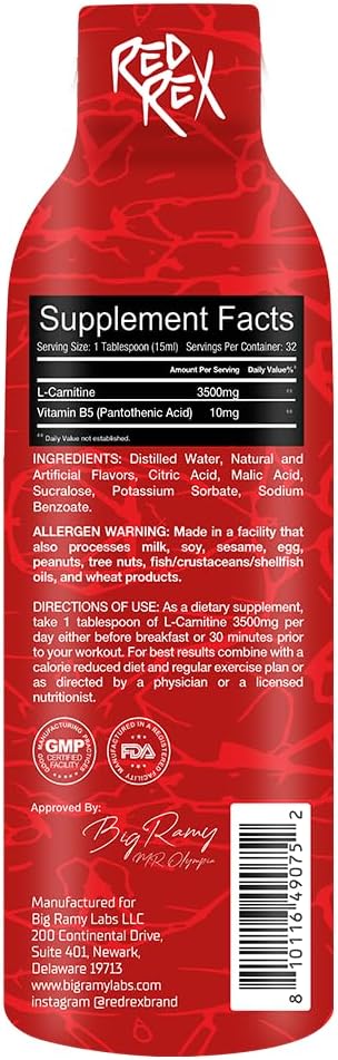 Big Ramy Labs RED REX L-Carnitine 3500 Liquid - Image 2