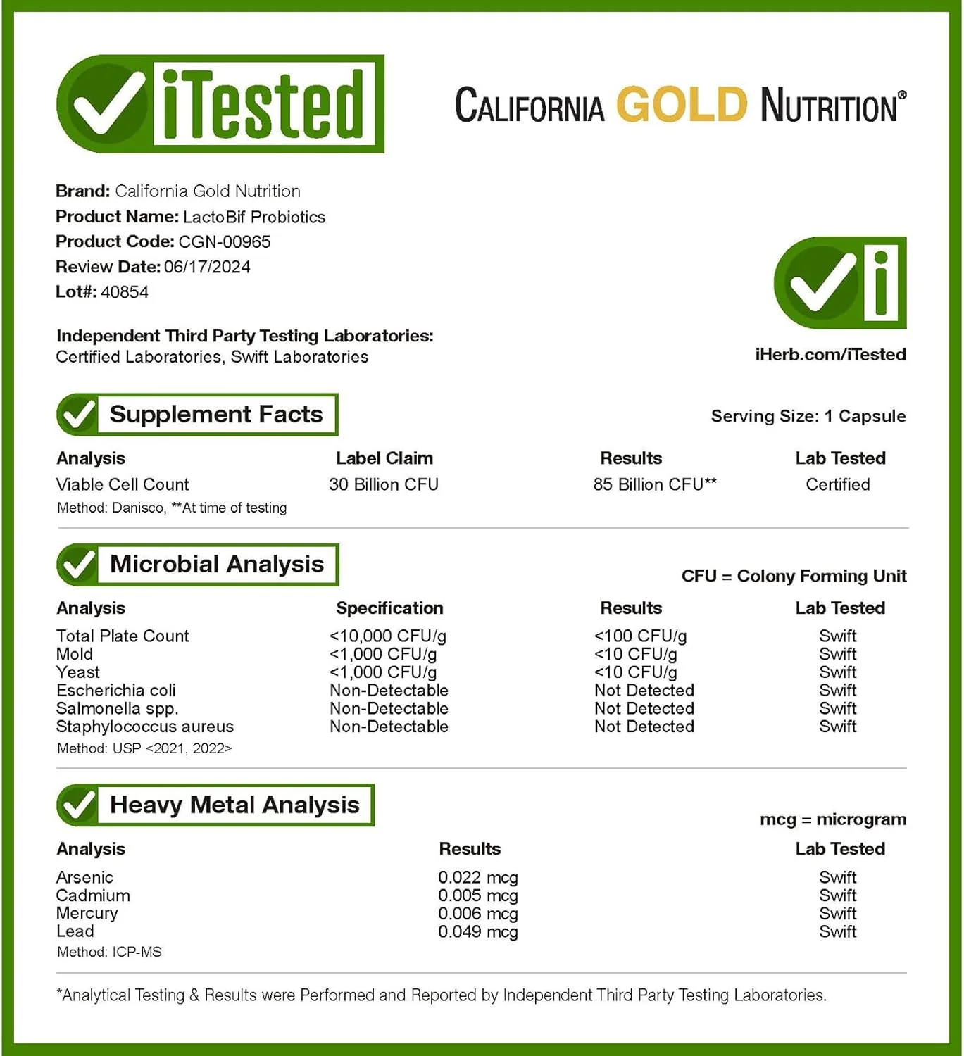 California Gold Nutrition LactoBif® 30 Probiotics - Image 2