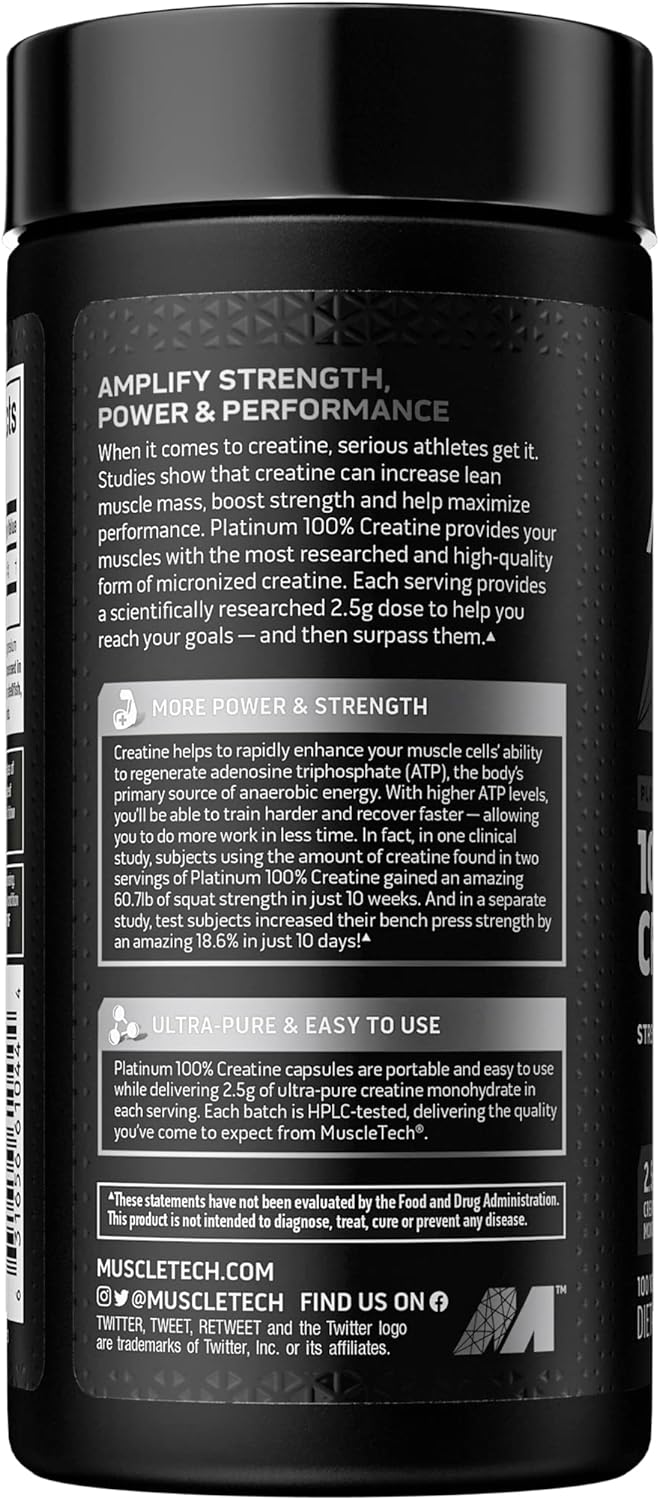 MuscleTech Platinum 100% Creatine Monohydrate Capsules - Image 4