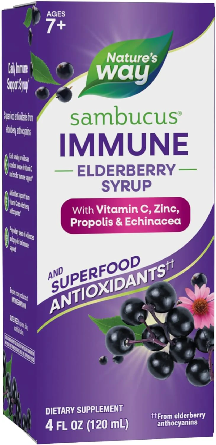 Nature's Way Sambucus Immune, Elderberry Extract, Vitamin C, Zinc, Echinacea