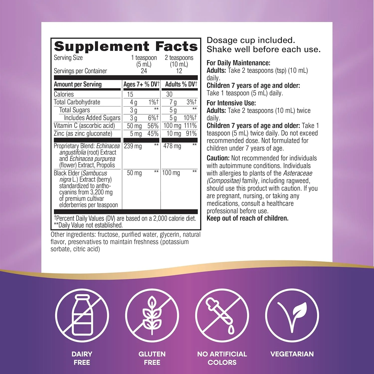 Nature's Way Sambucus Immune, Elderberry Extract, Vitamin C, Zinc, Echinacea - Image 7