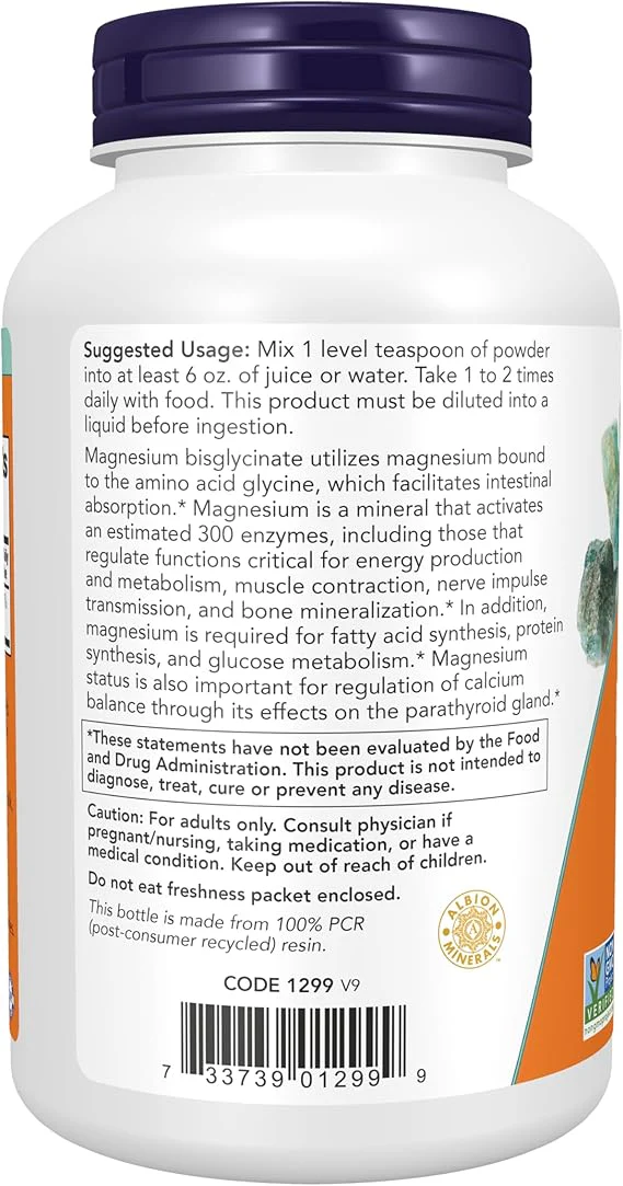 NOW Magnesium Bisglycinate Powder - Image 3
