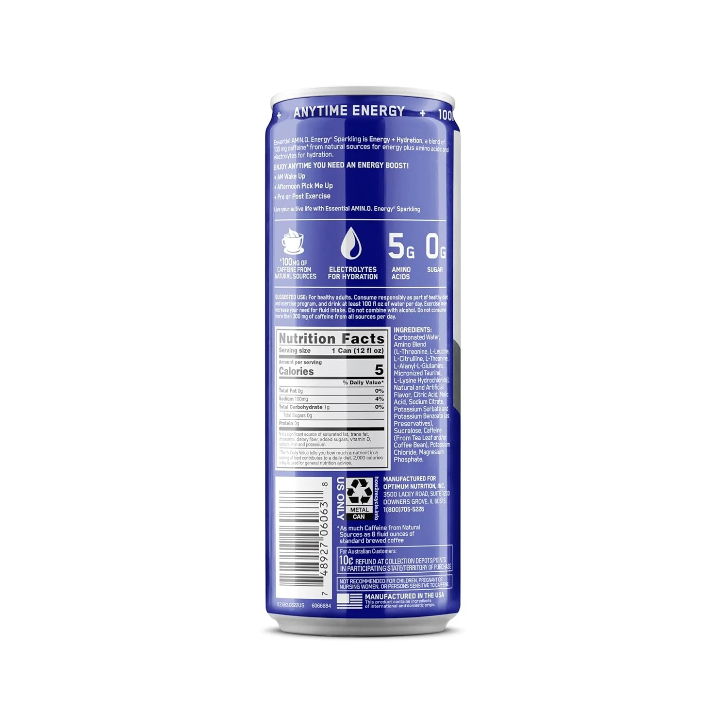 Optimum Nutrition Amino Energy Sparkling , Hydration Drink, Electrolytes, Amino Acids - Image 10