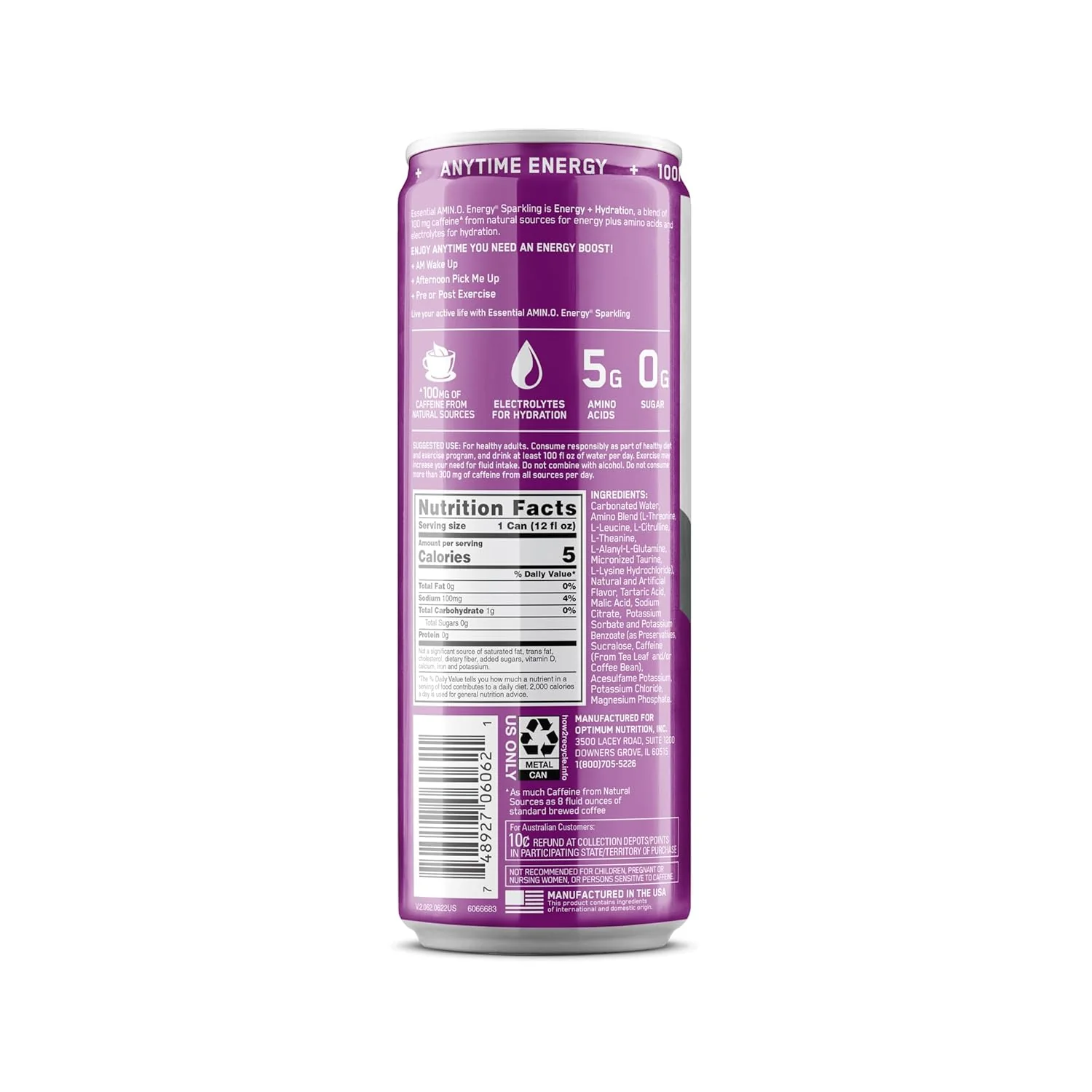 Optimum Nutrition Amino Energy Sparkling , Hydration Drink, Electrolytes, Amino Acids - Image 16