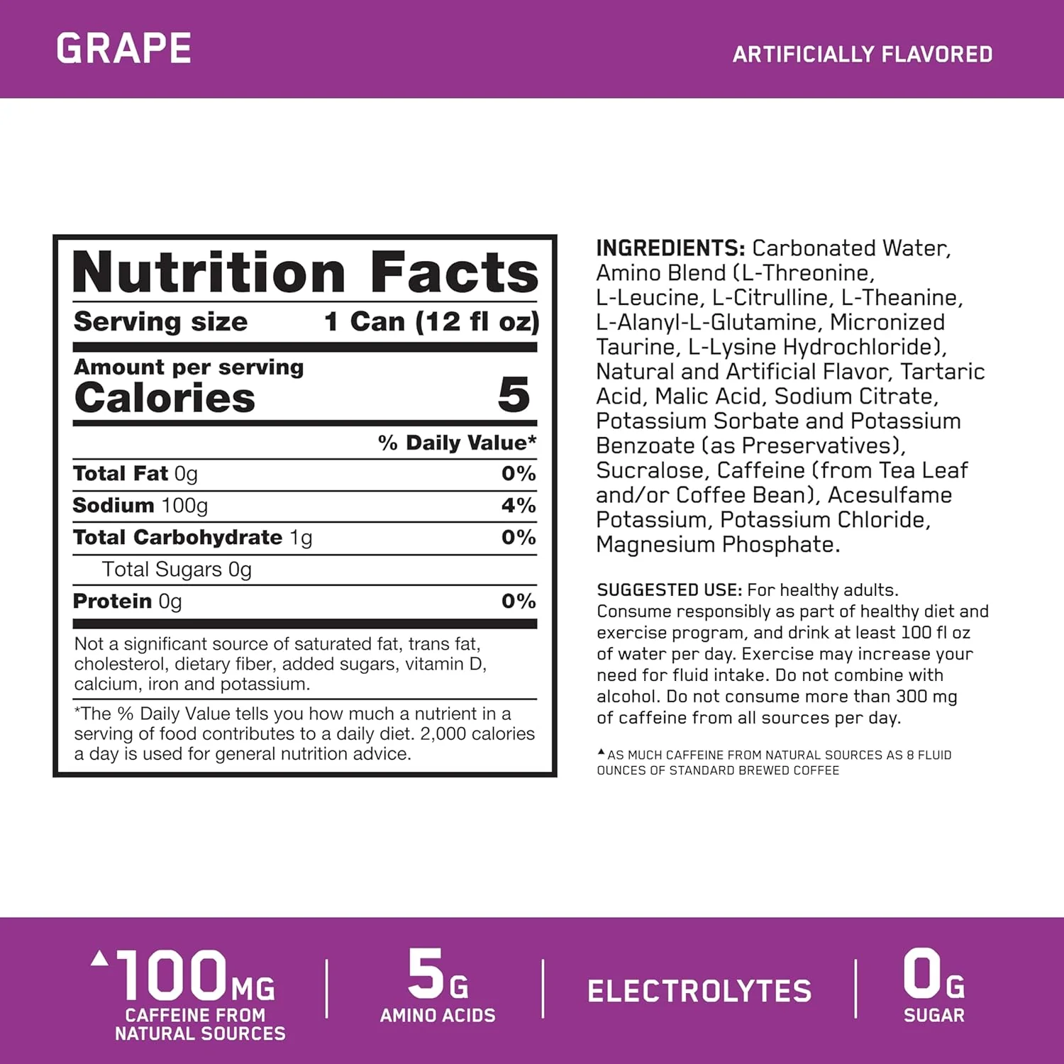 Optimum Nutrition Amino Energy Sparkling , Hydration Drink, Electrolytes, Amino Acids - Image 19